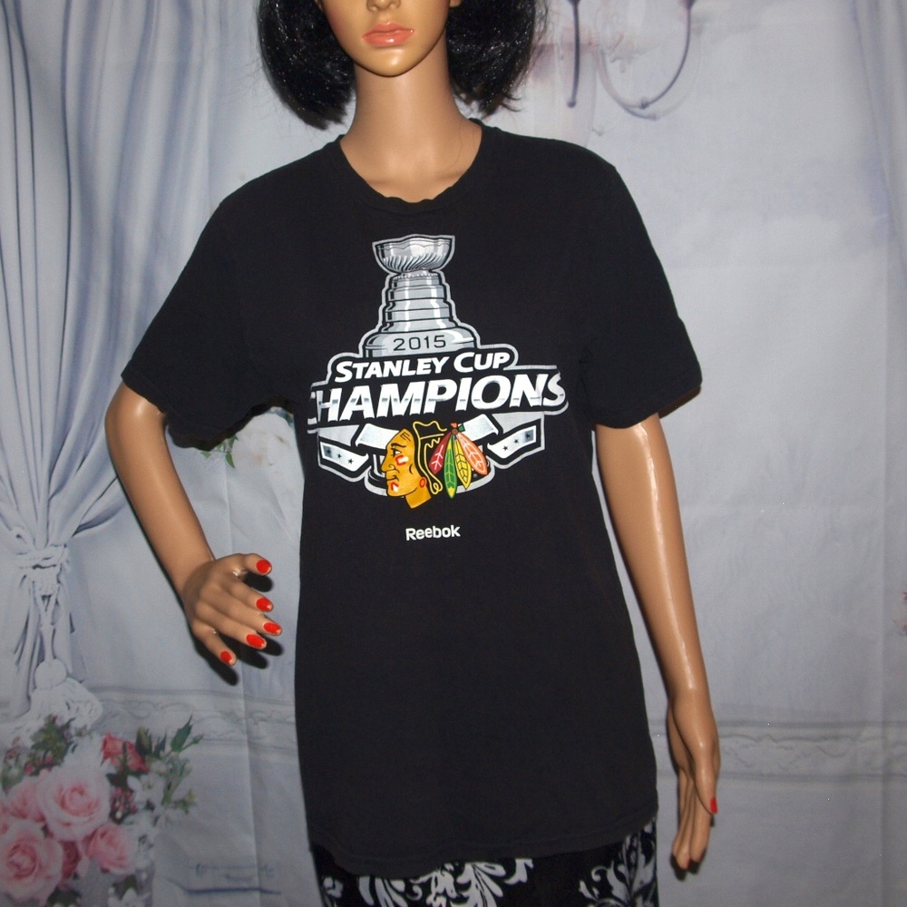 Chicago Blackhawks T-Shirt 2015 Stanley Cup Champs Unisex 2-sided Signature NHL